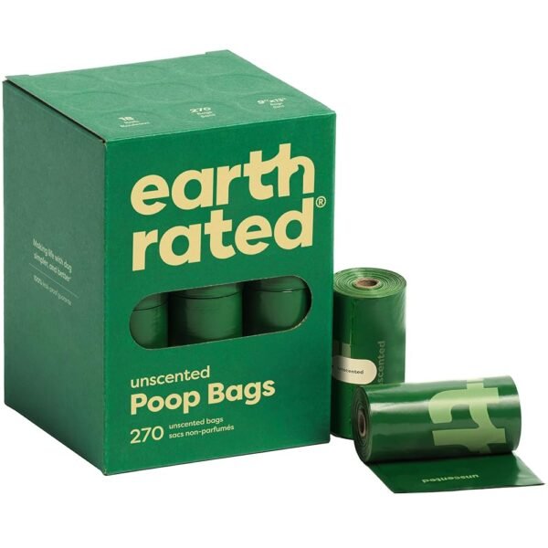 Earth Rated Poop Bags for Dogs, Guaranteed Leak Proof and Extra Thick Waste Bag Refill Rolls, Unscented, 270 Count